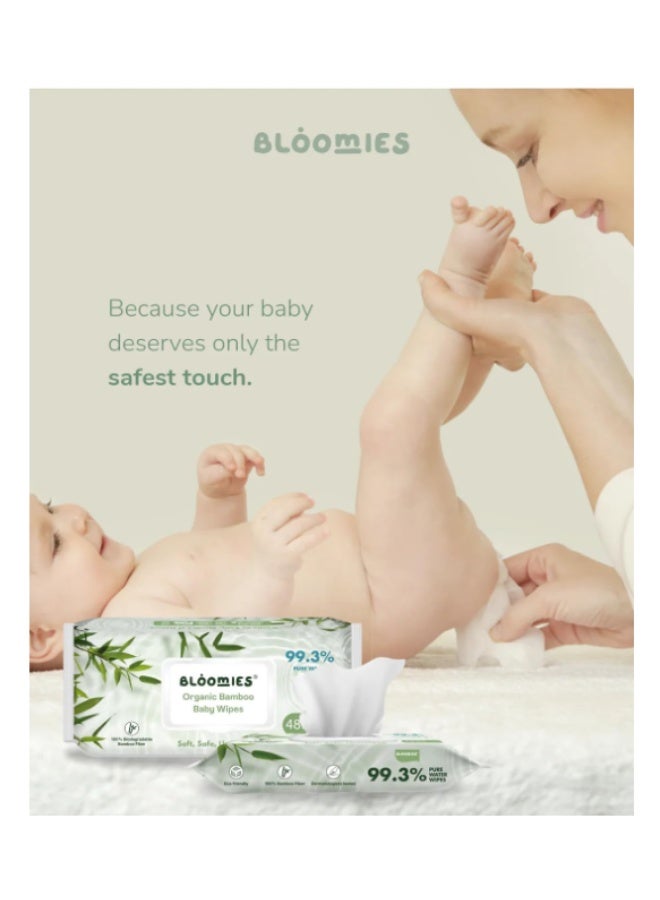 Bloomies Bamboo Baby Wipes, Unscented, Extra large, pack of 48pcs - Image 4
