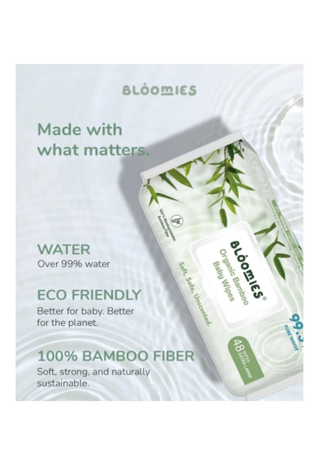 Bloomies Bamboo Baby Wipes, Unscented, Extra large, pack of 48pcs - Image 5