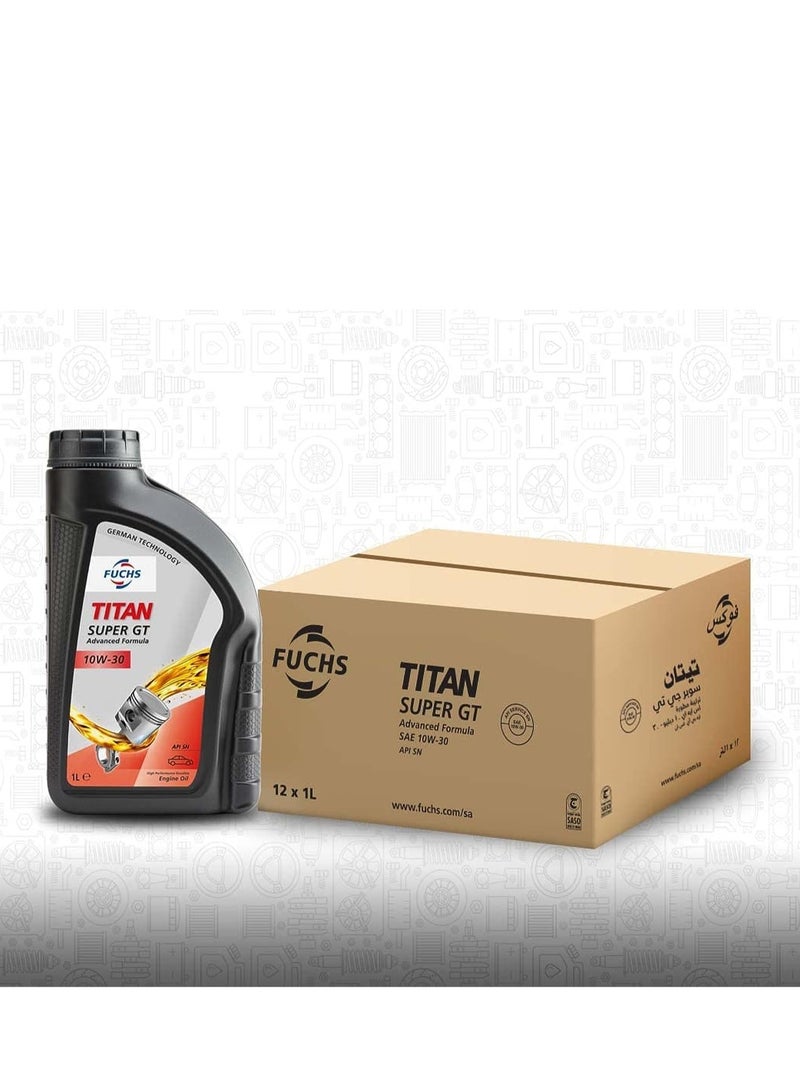 VOXX Fuchs Titan SUPER GT 10W-30 Engine Oil - Advanced German Formula for Superior Protection and Performance / Carton (12 Packs * 1 Liter) - Image 1