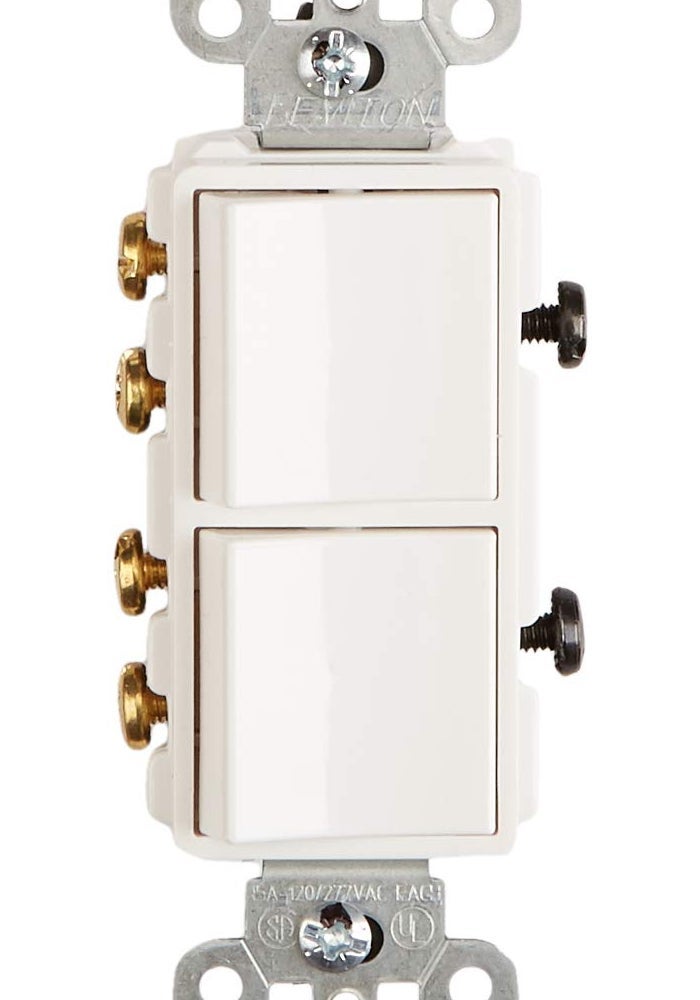 Leviton 5643-W 15 Amp Decora Style 3-Way AC Combination Switch, Commercial Grade, White - Image 2