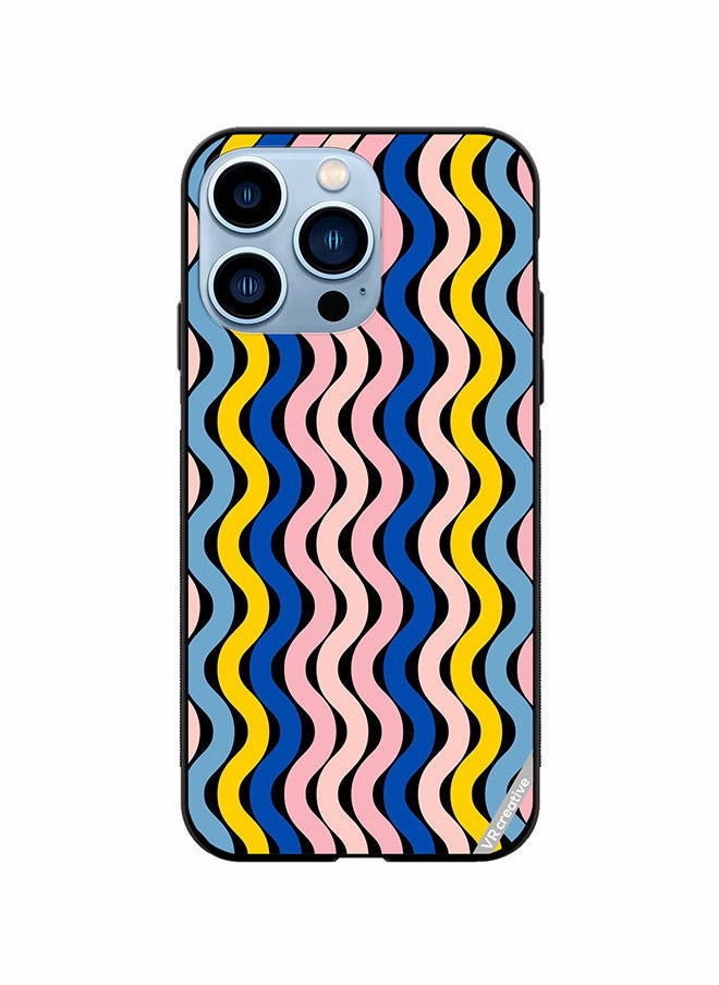 VR CREATIVE - Protective Case Cover For Apple iPhone 14 Pro Retro Vintage Waves Groove Design Multicolour - Image 1