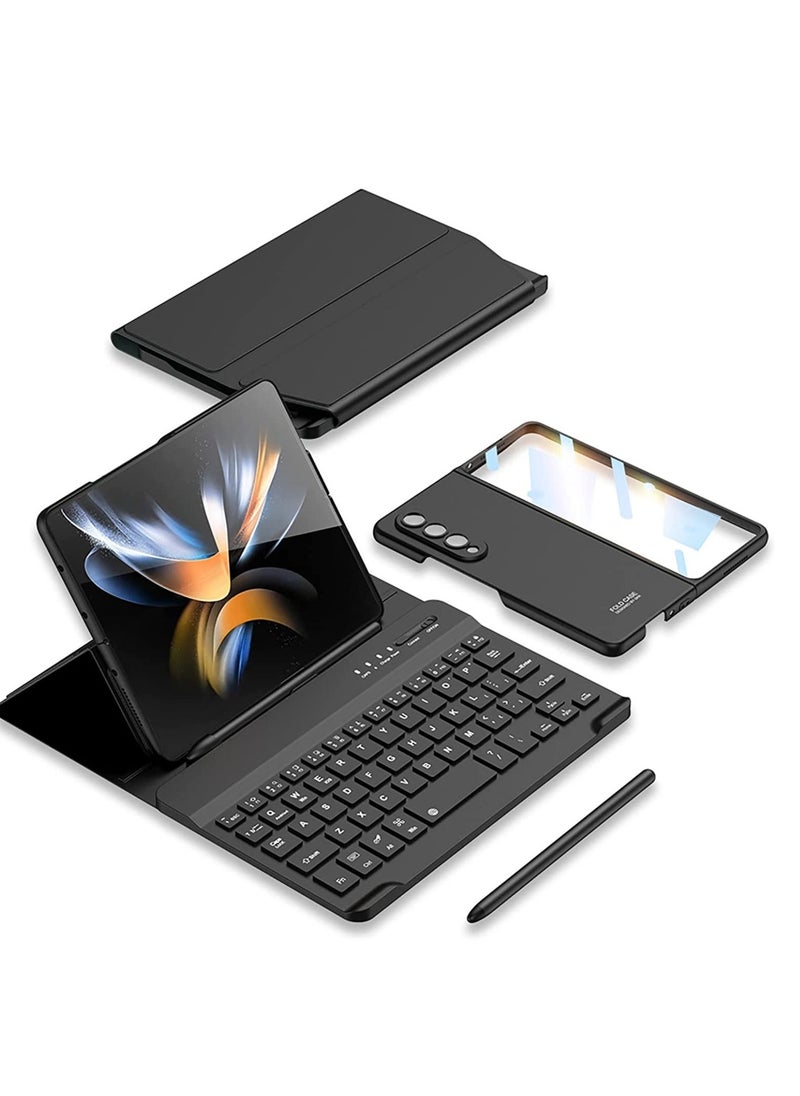 ELTRAZONE Samsung Galaxy Z Fold 4 Case,Screen Protector Keyboard Leather Case Stylus+Pen Slot Phone Office Kit,Folding Phone Cover for Samsung Galaxy Z Fold 4 5G-Black - Image 1