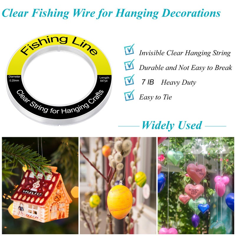 Herain Fishing Line Wire 1640 ft, Monofilament Fishing Line, Clear Invisible Nylon String for Hanging Crafts - Image 4