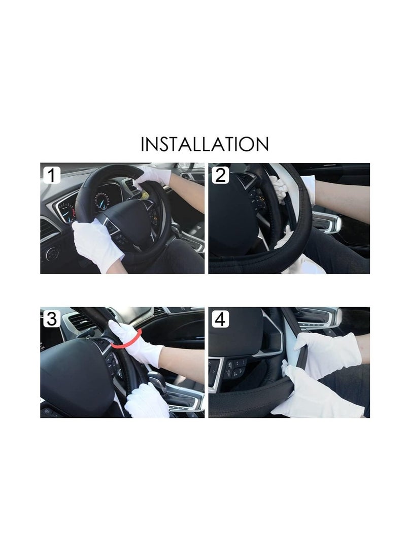 Generic Universal 15 Inch Leather Steering Wheel Cover, Breathable Microfiber, Anti-Slip Odorless Protector in Black and Red  - Image 5