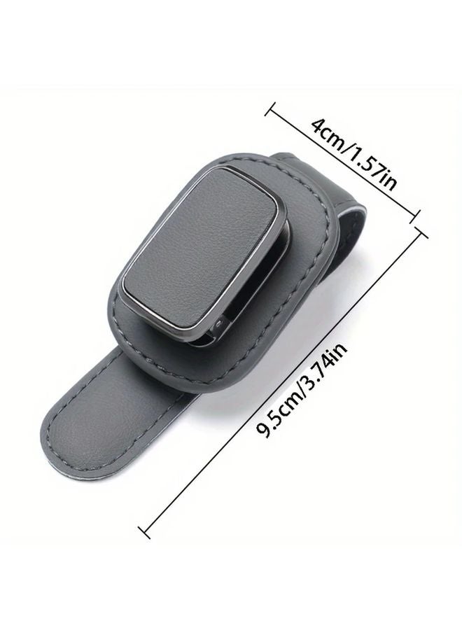 Orange PU Leather Car Sunvisor Clip Glasses Holder Dashboard Storage Accessory - Image 3