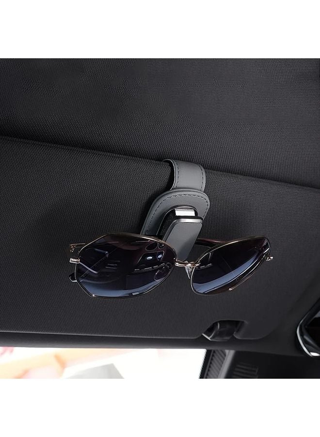 Orange PU Leather Car Sunvisor Clip Glasses Holder Dashboard Storage Accessory - Image 4