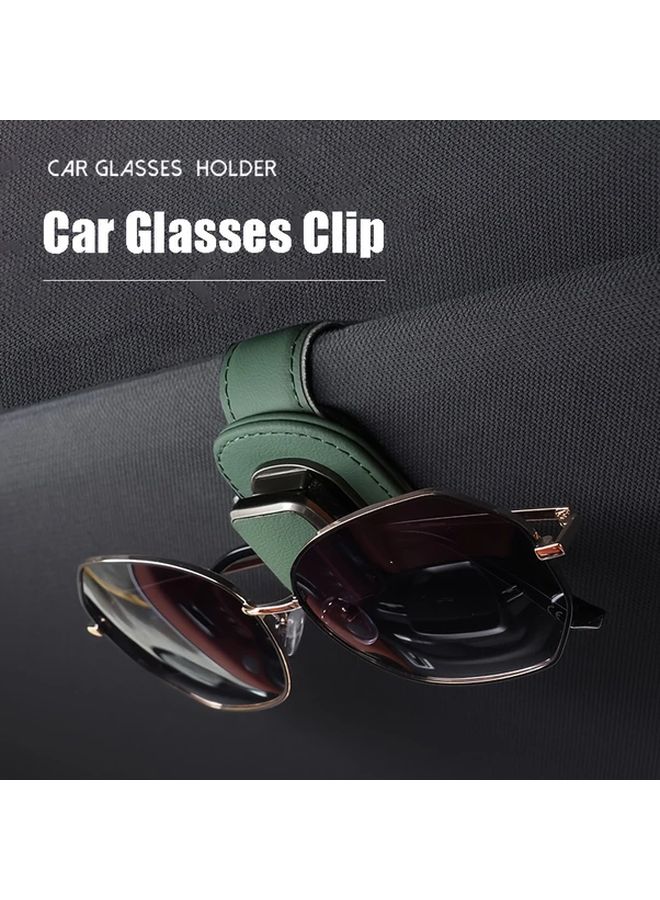 Orange PU Leather Car Sunvisor Clip Glasses Holder Dashboard Storage Accessory - Image 2