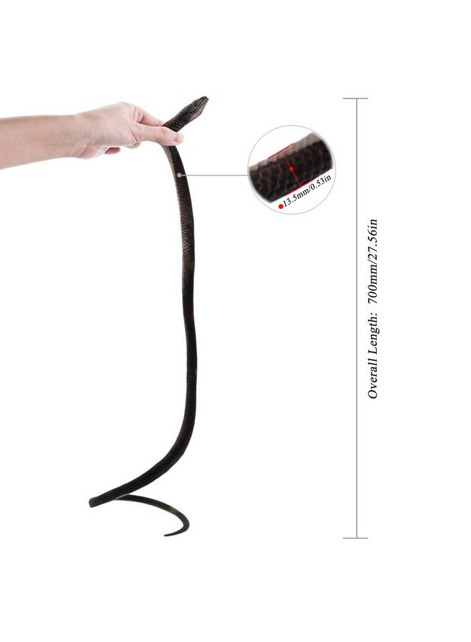 Homdipoo Realistic Fake Rubber Toy Snake Black Fake Snakes That Look Real Prank Stuff Cobra Snake 27 Inch Long (Black) - Image 5