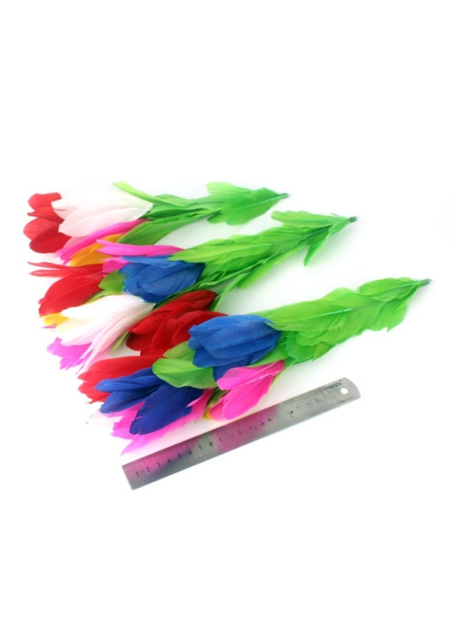 Generic - Shrink Bar Variable Flower Steel Shrink Bar Three Feather Flower Color Bouquet Metal Telescopic Stage Magic Props-Color:Feather Flower 1 (stick Purchased Separately) - Image 1