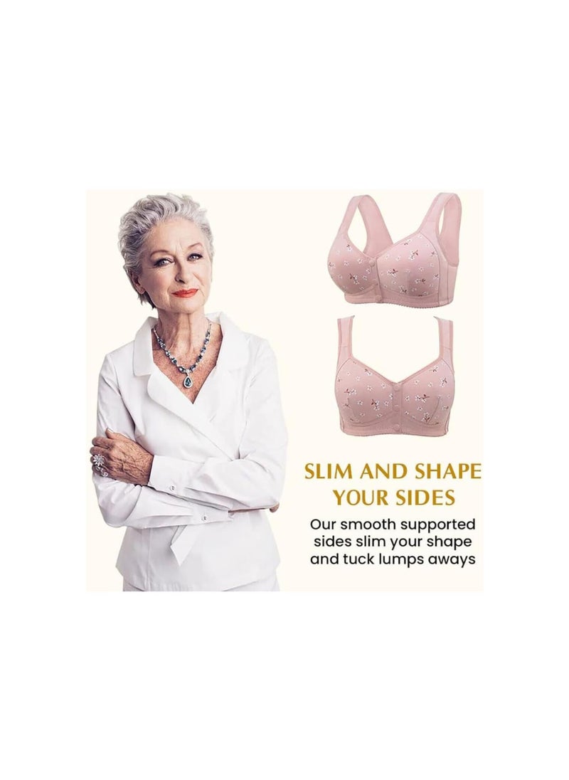 Daisy Bra,Lisa Charm Bras Front Snaps Seniors,Plus Size Full Coverage Closure Comfortable Push Up Sports Bras