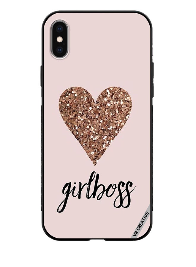 VR CREATIVE Protective Case Cover For Apple iPhone X/XS Girl Boss Golden Gloss Heart Design Multicolour - Image 1