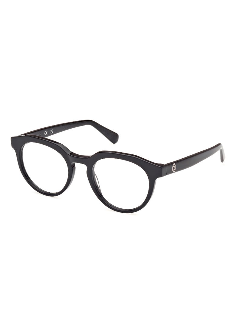 GUESS Men's Round Shape Eyeglass Frames - GU5013400149 - Lens Size: 49 Mm - Shiny Black - Image 1