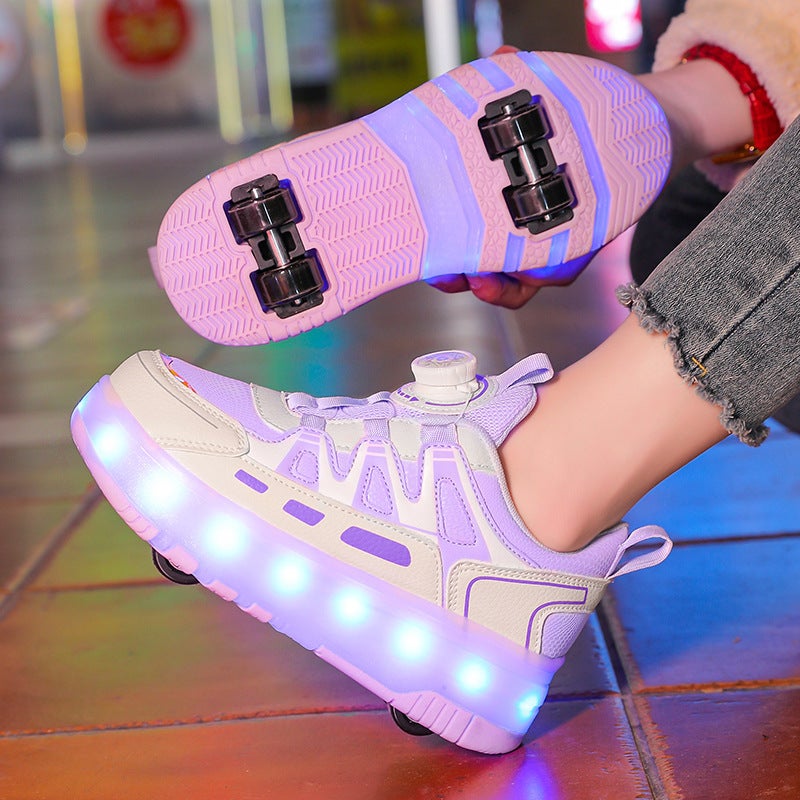 Expandable Roller Shoes, Student Version, Four-Wheel, Stylish, for Girls and Children, Suitable for Commuting to School, with Light-Up Wheels - Image 2
