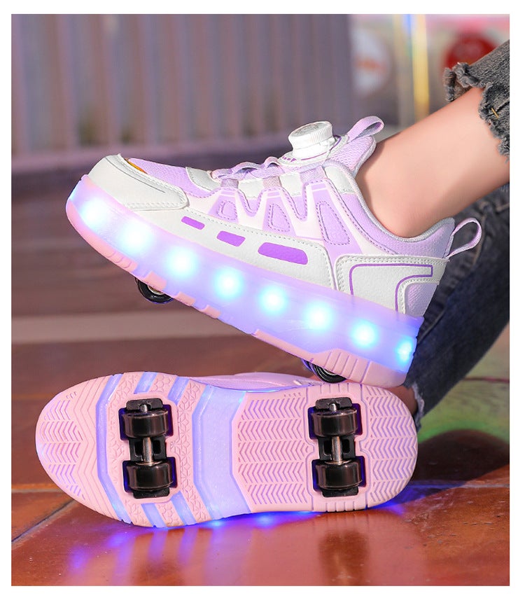 Expandable Roller Shoes, Student Version, Four-Wheel, Stylish, for Girls and Children, Suitable for Commuting to School, with Light-Up Wheels - Image 1
