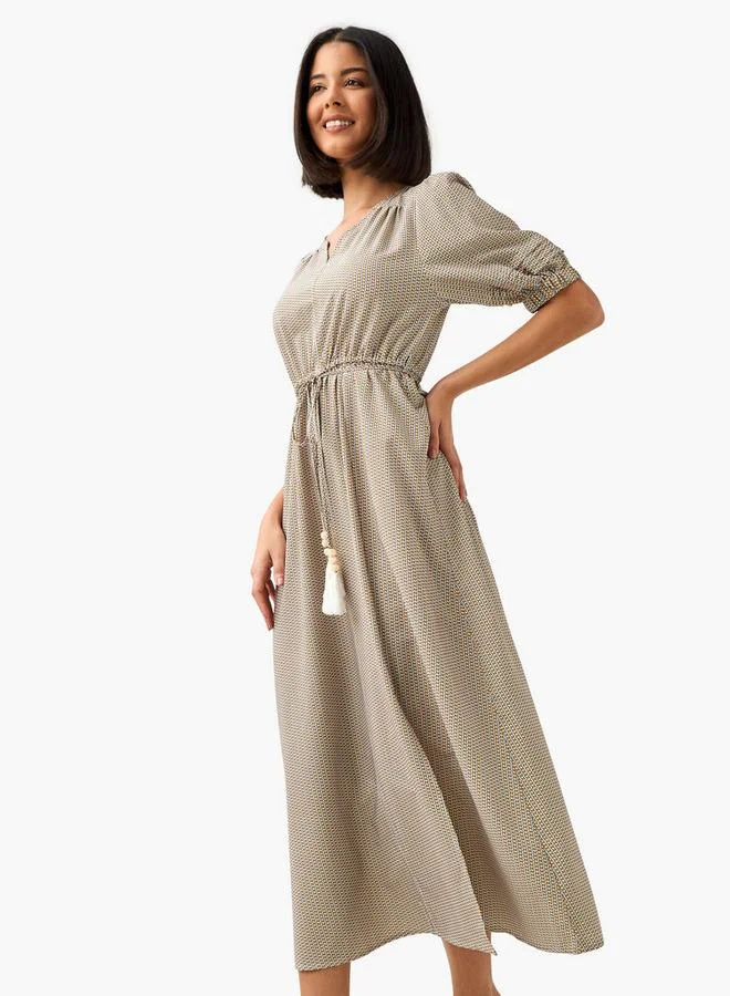 سبلاش فيڤ فستان نسائي بطبعة هندسية مع رباط