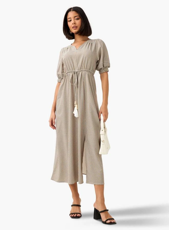 سبلاش فيڤ فستان نسائي بطبعة هندسية مع رباط