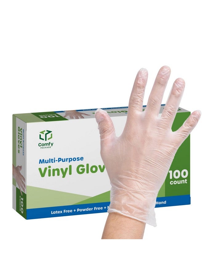 Comfy Package [100 Count Disposable Vinyl Gloves, Powder Free, Latex Free, Clear Gloves for Cooking and cleaning - Image 1