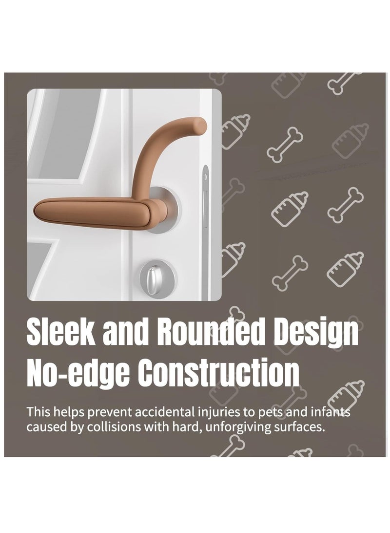 Door Pinch Guard for Cats, Dogs, and Babies - Prevents Finger Pinch Injuries and Accidental Lock-ins with Lever Handles - Anti-Collision and Anti-Static Electricity (Brown, Left) - Image 4