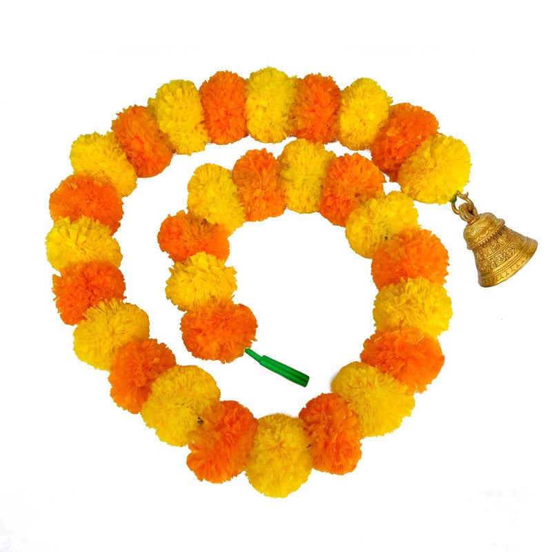 iHandikart iHandikart Artificial Garlands with Bell in The Bottom Used for Office Home Diwali DecorationsDiwali Gift Color Yellow Light Orange Pack of 15 HV31026B  - Image 5