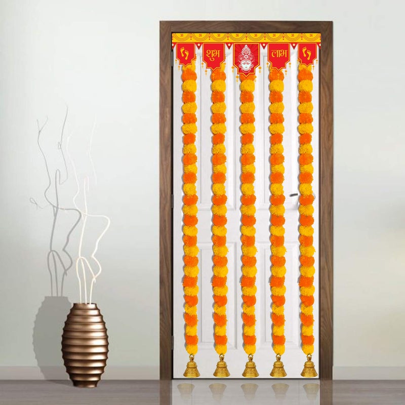 iHandikart iHandikart Artificial Garlands with Bell in The Bottom Used for Office Home Diwali DecorationsDiwali Gift Color Yellow Light Orange Pack of 15 HV31026B  - Image 3