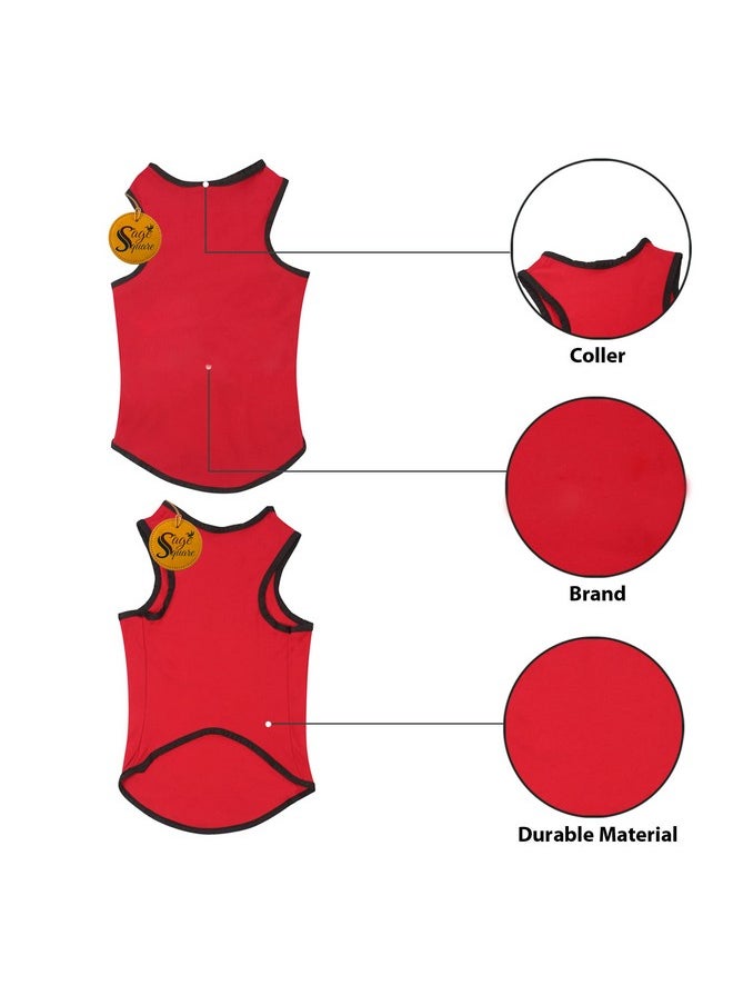 Sage Square Comfort Cotton Dog T-Shirt, Sleeveless Vest For Dog Clothes, Puppy Tank Top Fashion Apparel (Red) (Medium) (16Inche)  - Image 2