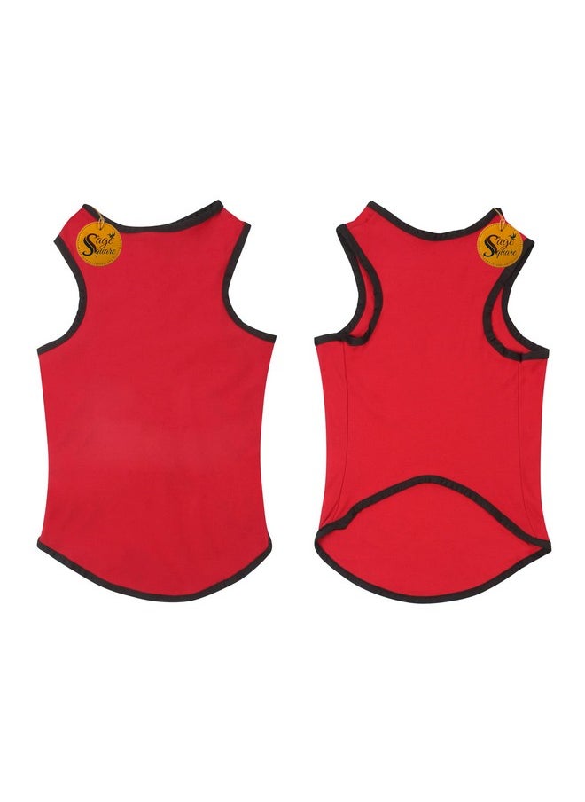 Sage Square Comfort Cotton Dog T-Shirt, Sleeveless Vest For Dog Clothes, Puppy Tank Top Fashion Apparel (Red) (Medium) (16Inche)  - Image 3