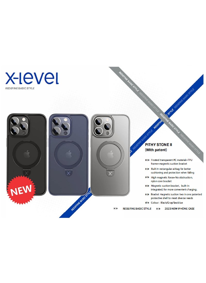 X-level - X-Level PITHY STONE II Series (With patent) case 2nd Generation for iPhone 15 Pro Max 6.7-inch Cover  - Blue Color - Image 1