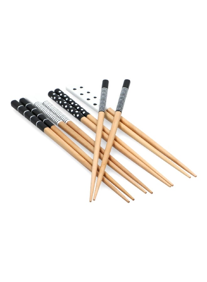 بين سيرفي طقم عيدان طعام بامبو بتصميمات متنوعة  قطع بني وأسود - Image 3