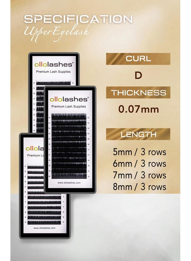 اولولاشز وصلات الرموش BC Cc DJ Curl Mix 5-20Mm 0.03 0.05 0.07 0.15 وصلات الرموش الكلاسيكية غير اللامعة للغاية لوازم احترافية لخبراء الرموش (D-0.07، 5-8Mm) - Image 1