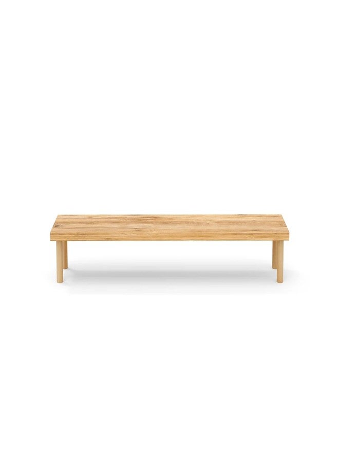 Furpinea Monitor Stand Riser for Desk - 35.5" Extra Wide Computer Monitor Shelf, Solid Wood Desktop Organizer for Dual Screens, Laptop, or TV, 4.5" Height Ergonomic Riser with Storage Space - Image 4