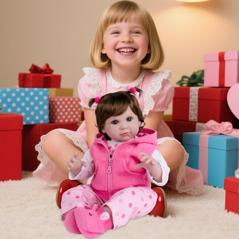 Milidool Lifelike Reborn Baby Dolls Girl 22 inch Realistic Silicone Baby Doll Weighted Soft Body Baby Doll Real Life Baby Dolls with Accessories for 3 Year Old Girls Gifts Pretend Play Collection - Image 3