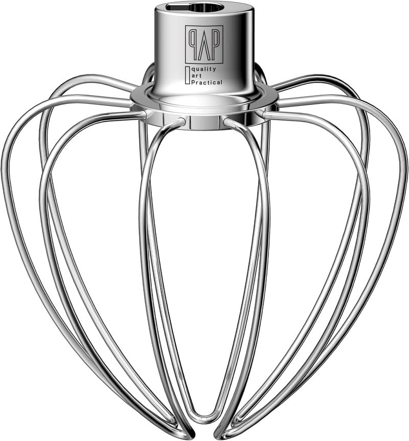 qAp quality art Practical ملحق خفاقة سلكية من الفولاذ المقاوم للصدأ لخلاط KitchenAid ذي الرأس المائل، بديل لـ K45WW، مثالي لخفق البيض والكريمة الثقيلة وصنع الكعك وخفق المايونيز. - Image 1