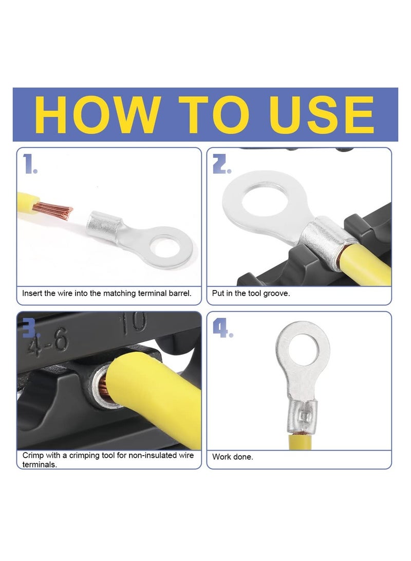 Zikra 330PCS Non-Insulated Wire Connectors Kit Brazed Seam Fork Ring Terminals of Tinned Red Copper Fit for AWG 22-10 Electrical Wire Crimp Connectors - Image 4