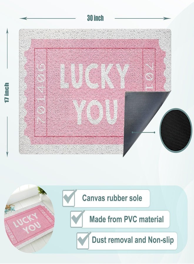 SNNDER Trendy Retro Pink Door Mat, Funky Retro Lucky You Tickets Doormat for Front Door Porch Indoor Outdoor Outside Entrance, Pink Welcome Mats Doormat Outside, 17x30 Inch - Image 5