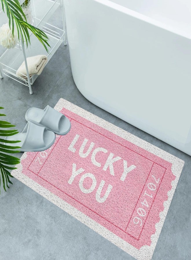 SNNDER Trendy Retro Pink Door Mat, Funky Retro Lucky You Tickets Doormat for Front Door Porch Indoor Outdoor Outside Entrance, Pink Welcome Mats Doormat Outside, 17x30 Inch - Image 4