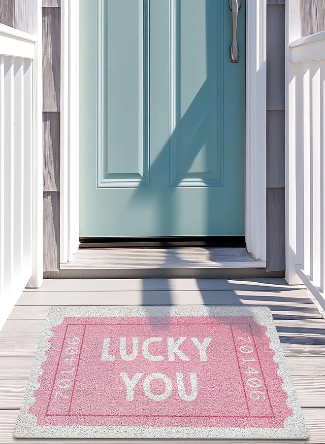 SNNDER Trendy Retro Pink Door Mat, Funky Retro Lucky You Tickets Doormat for Front Door Porch Indoor Outdoor Outside Entrance, Pink Welcome Mats Doormat Outside, 17x30 Inch - Image 2