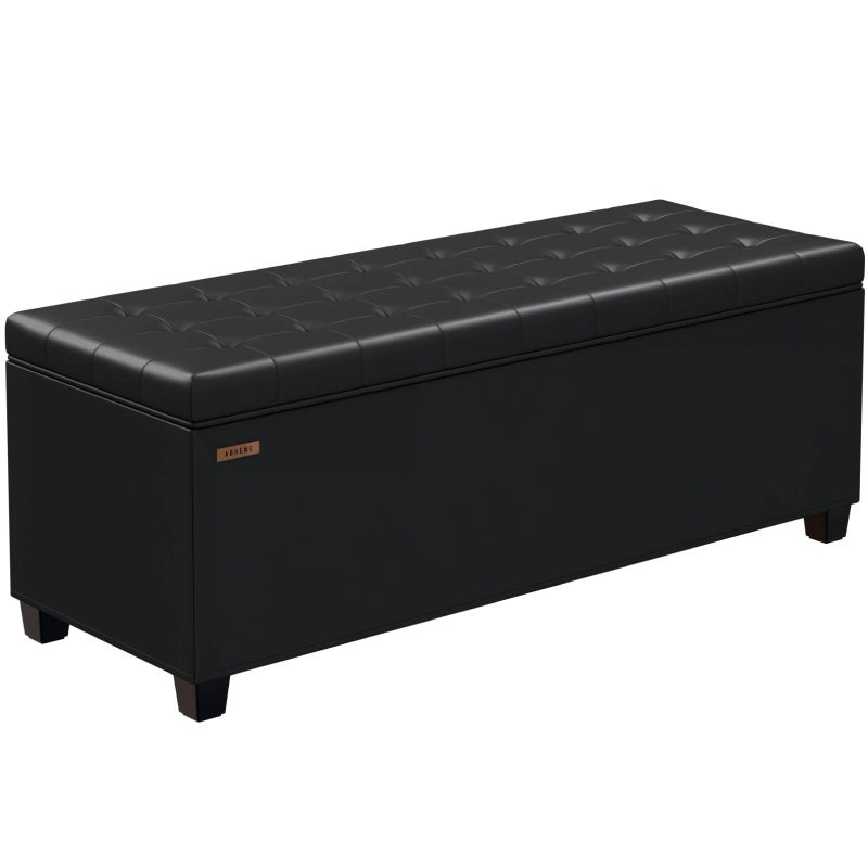 ABHENG Synthetic leather Storage ottoman bench with legs,43.5â€W x 15.7â€D x 15.7â€H,metal frame end of bed bench hold up to 770 LB,Large Storage Chest hold up to 770 LB,Black UASND622B - Image 1