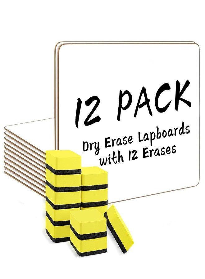 HERKKA Dry Erase Lapboards, HERKKA 12 Pack Double Sided Small Dry Erase Whiteboards 9 x 12.5 Inch with 12 Erasers, Small Dry Erase Boards for Classroom Teacher Supplies, Personal White Boards for Students - Image 1