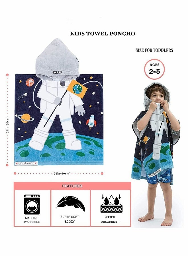 Hooded Towel for Babys Toddlers, 12 Months to 5 Years, Cotton Wrap, Super Soft Absorbent Cotton, Multi Use for Kids Bath Pool Beach Swim Bathroom Child Cover ups, Astronaut Theme - Image 5