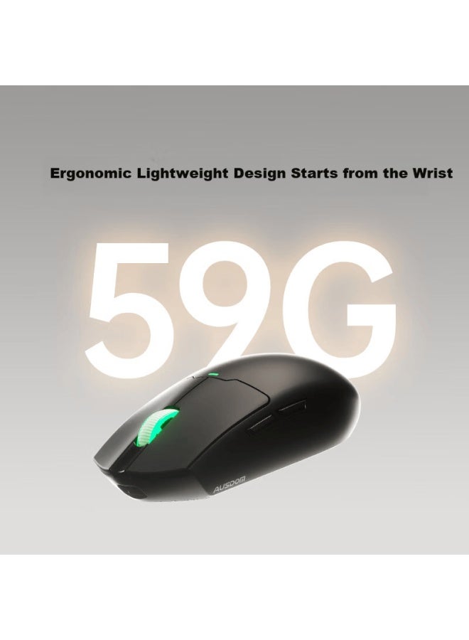 Ausdom G02 Wireless Mouse All-in-one Flagship Gaming Office Mouse Wired/bluetooth/2.4g Star Flash Tri-mode Lightweight Symmetric Ergonomic - Black - Image 4