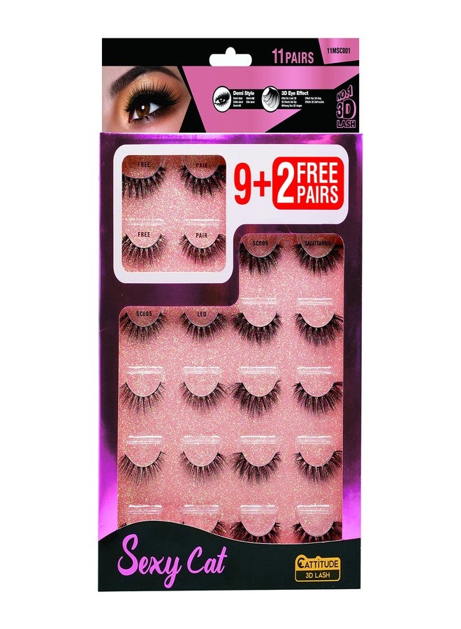 EBIN NEW YORK CATTITUDE 3D LASHES MEGA PACK (Sexy Cat - 11 pairs)