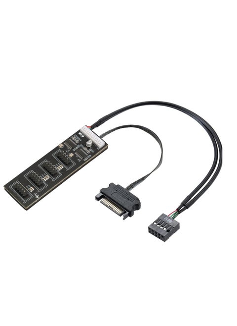 موصل USB بواجهة 9 دبابيس، مع كابل طاقة SATA، 4 منافذ USB 2.0 داخلية، كابل تمديد واجهة USB، موصل جزئي USB 2.0، محول مضاعف المنافذ لمراوح CPU، أضواء RGB، مستقبل WiFi