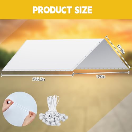Wesnoy 10 x 20 ft Heavy Duty Carport Canopy Waterproof Garage Car Shelter Tarp Tent for Car Canopy Replacement Cover with 50 Ball Bungees, Only Top Cover, Frame is Not Included - Image 2