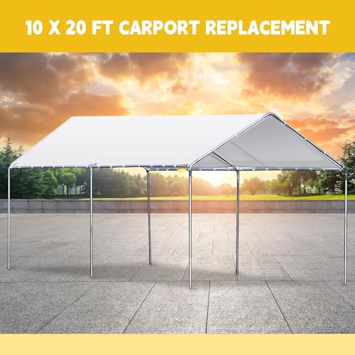 Wesnoy 10 x 20 ft Heavy Duty Carport Canopy Waterproof Garage Car Shelter Tarp Tent for Car Canopy Replacement Cover with 50 Ball Bungees, Only Top Cover, Frame is Not Included - Image 4