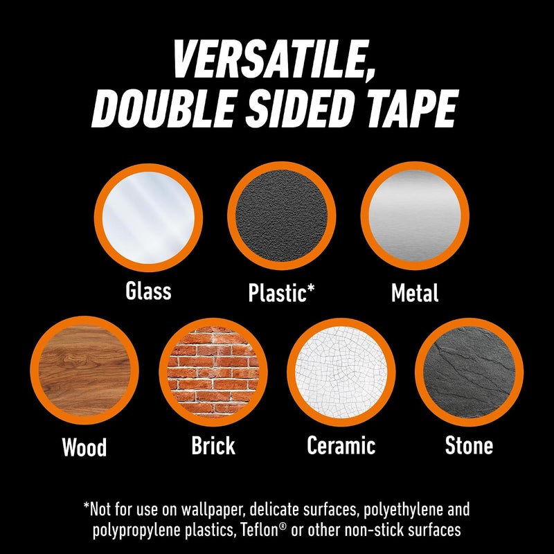 شريط لاصق مزدوج الجوانب من نوع Gorilla Tough & Clear، مربعات مقطوعة مسبقًا مقاس 1 بوصة، 24 قطعة، شفافة، (عبوة من 1) - 6067201 - Image 4