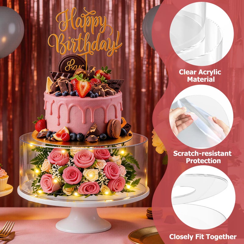SAMYUCHO 2 Pcs Acrylic Cake Stand 6" Dx4 H 10" Dx4 H with Led Lights for Party Wedding Cake Stand Clear Cake Cupcake Display Stand Centerpiece Tier Floating Cup Cake Supports Stands for Stacking - Image 4