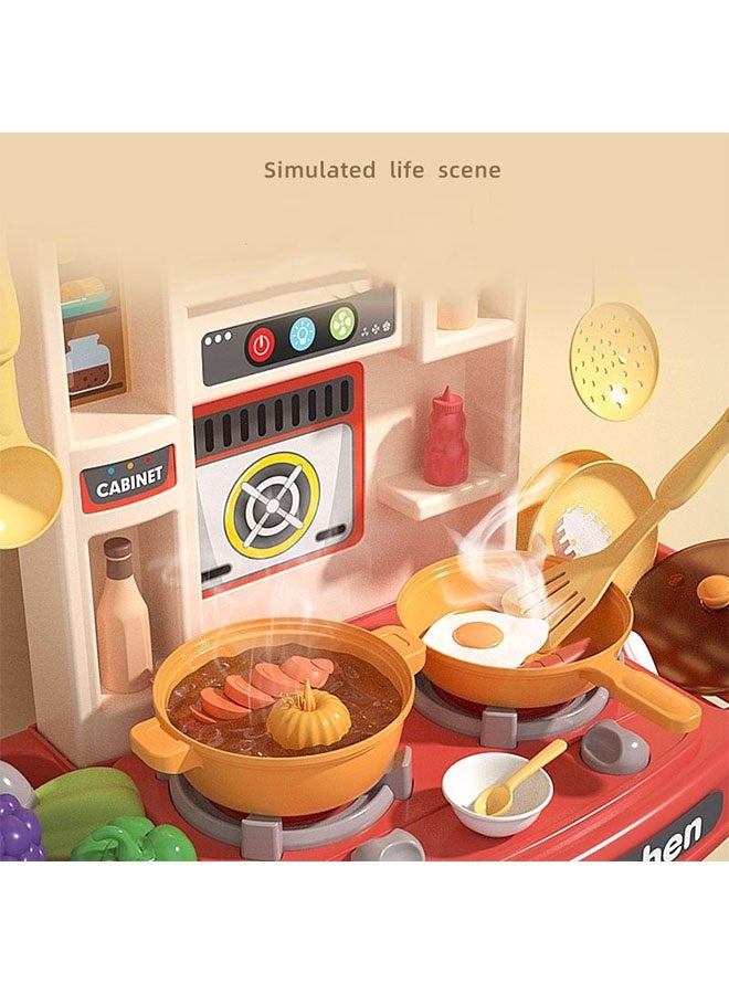 Kitchen Playset for Kids,51cm High Kitchen Pretend Play Toy Set with Realistic Lights and Sounds,Simulation of Spray and Play Sink,Fruit Vegetable Tea Playset and Cookware Set Fruit,31Pcs Fashion Kitchen Toys Set, Kitchen Sink Toys with Flowing Water for 3+ Year Old Boys and Girls,Blue - Image 4