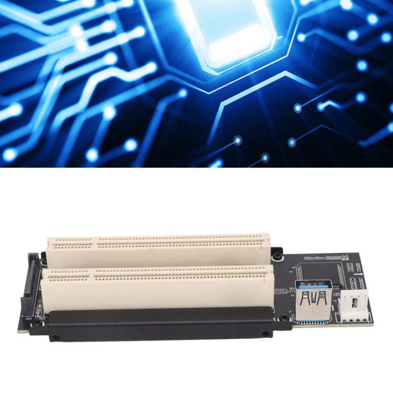 بطاقة محول PCIe إلى منفذي PCI مع مزود طاقة SATA - محول توسعة PCI E جاهز للتوصيل والتشغيل مع مؤشر LED أزرق لأجهزة الكمبيوتر المكتبية - Image 2