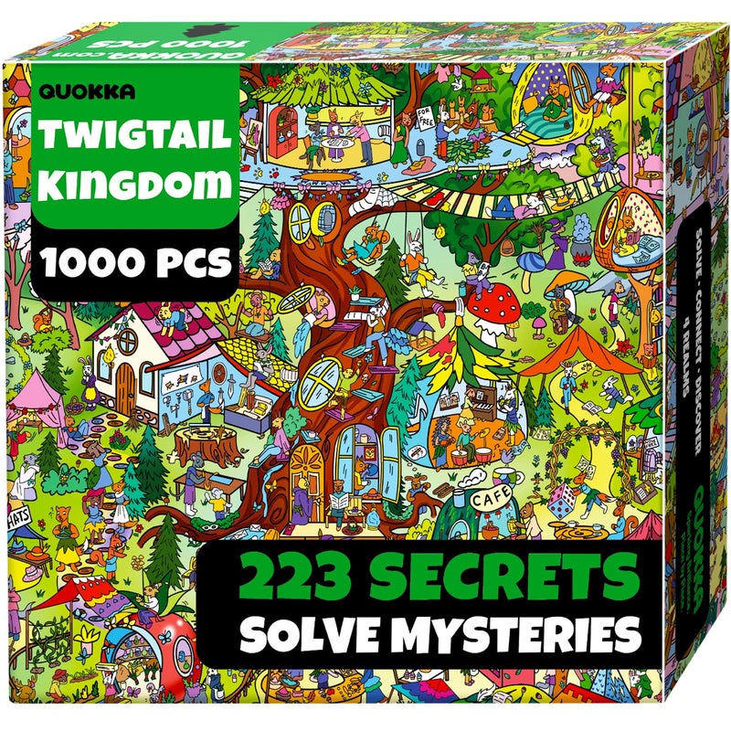 QUOKKA 1000 Piece Puzzle for Adults â€“ 223 Hidden Secrets, Engaging Audio Story, Snap-Tight Thick Pieces â€“ Collect All Four Adult Puzzles in Series to Build One Epic Mystery Realm (Twigtail Kingdom) - Image 1