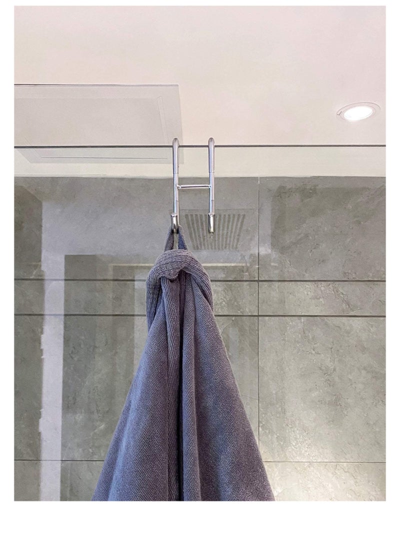 KASTWAVE خطافات باب الدش (3 قطع)، خطافات فوق الباب لحمام زجاجي بدون إطار، خطافات مناشف، خطافات مساحات الدش، فضي، خطافات رف من الفولاذ المقاوم للصدأ 304، بدون حفر - Image 5